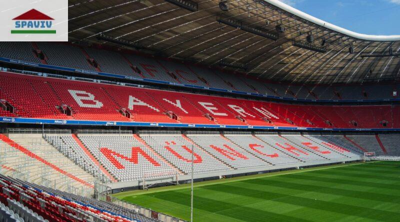 Explore the iconic Allianz Arena in Munich, home to FC Bayern, captured empty and sunlit.