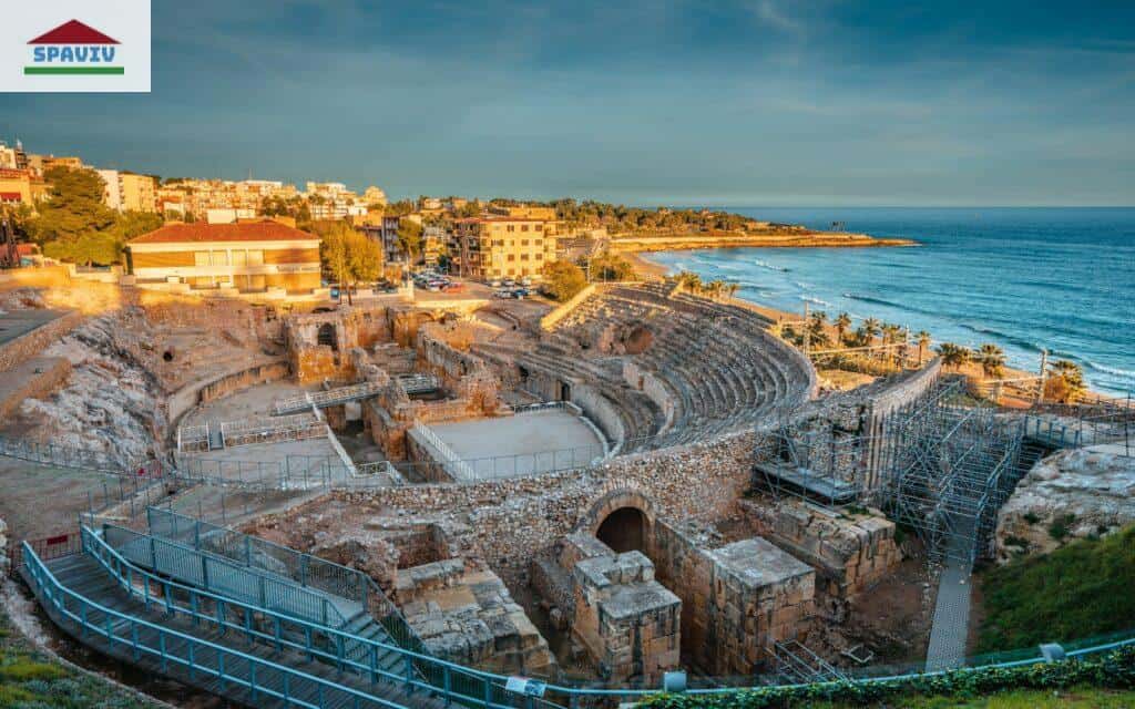 a view of the ruins of a roman theatre
