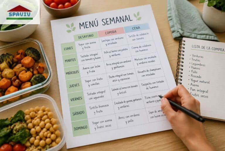 Calendario de menú semanal sano