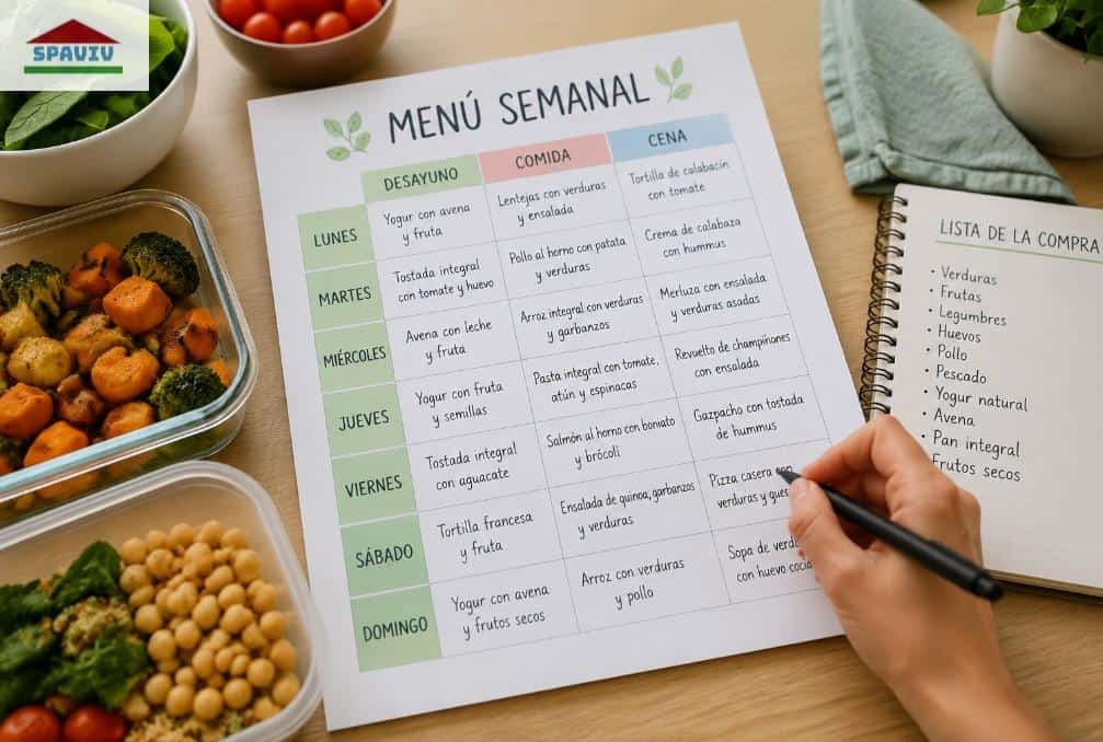 Calendario de menú semanal sano