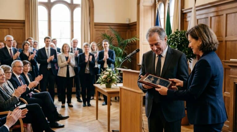 Ceremonia de homenaje con entrega de un recuerdo conmemorativo